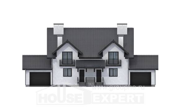 290-003-П Проект двухэтажного дома с мансардой, огромный загородный дом из блока Абакан, House Expert