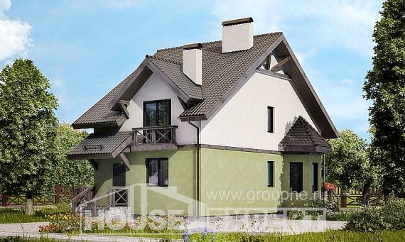 120-003-П Проект двухэтажного дома с мансардным этажом, бюджетный дом из керамзитобетонных блоков Саяногорск, House Expert