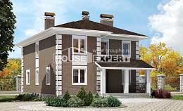 185-002-П Проект двухэтажного дома, компактный коттедж из поризованных блоков Саяногорск, House Expert