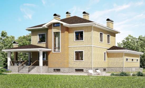 350-002-Л Проект трехэтажного дома и гаражом, уютный коттедж из кирпича, Саяногорск