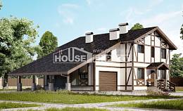 250-002-Л Проект двухэтажного дома с мансардой, гараж, просторный коттедж из кирпича Саяногорск, House Expert