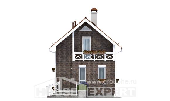 045-001-Л Проект двухэтажного дома с мансардой, маленький дом из керамзитобетонных блоков Саяногорск, House Expert