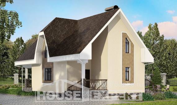 125-001-Л Проект двухэтажного дома с мансардой, простой загородный дом из твинблока Саяногорск, House Expert