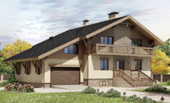 420-001-Л Проект трехэтажного дома с мансардой, гараж, большой домик из кирпича Абакан | Проекты домов от House Expert