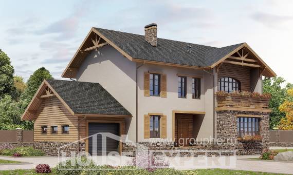 200-005-Л Проект двухэтажного дома, гараж, просторный домик из поризованных блоков, Саяногорск