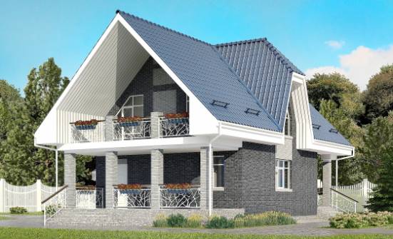 125-002-Л Проект двухэтажного дома с мансардой и гаражом, небольшой дом из твинблока Абакан | Проекты домов от House Expert