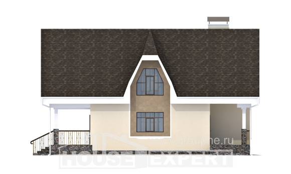 125-001-Л Проект двухэтажного дома с мансардой, бюджетный коттедж из блока Абакан, House Expert