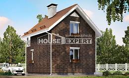 045-001-Л Проект двухэтажного дома с мансардным этажом, маленький коттедж из бризолита Саяногорск, House Expert