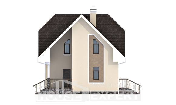 125-001-Л Проект двухэтажного дома с мансардой, доступный коттедж из пеноблока Саяногорск, House Expert