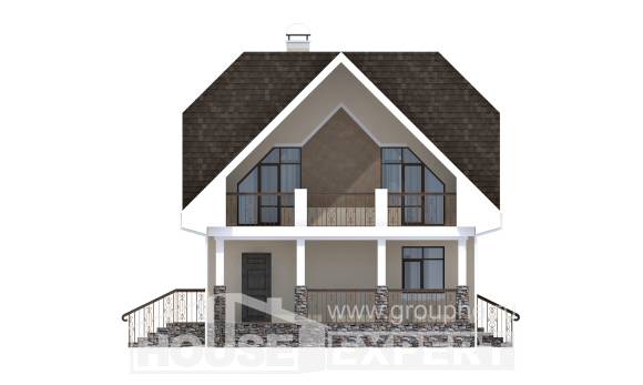 125-001-Л Проект двухэтажного дома с мансардой, недорогой домик из теплоблока Абакан, House Expert