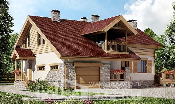 165-002-П Проект двухэтажного дома с мансардным этажом и гаражом, современный загородный дом из теплоблока Саяногорск, House Expert