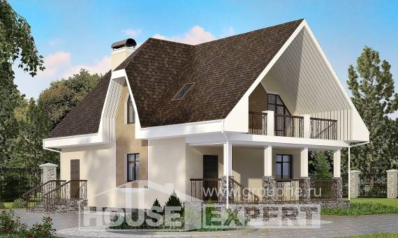 125-001-Л Проект двухэтажного дома мансардой, современный дом из газобетона Саяногорск, House Expert