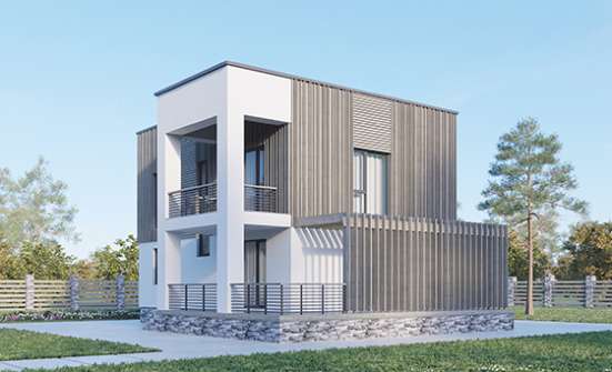 150-017-П Проект двухэтажного дома, бюджетный домик из поризованных блоков, Саяногорск