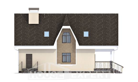 125-001-Л Проект двухэтажного дома мансардой, недорогой домик из керамзитобетонных блоков Саяногорск, House Expert