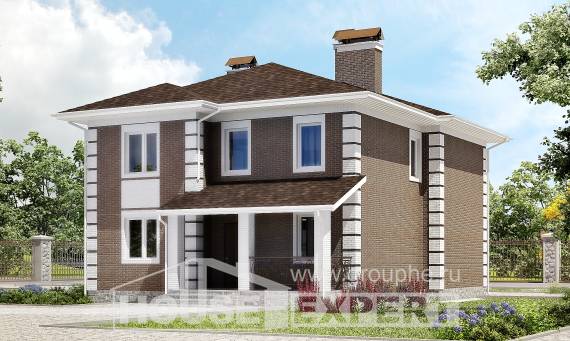 185-002-П Проект двухэтажного дома, доступный загородный дом из пеноблока Абакан, House Expert