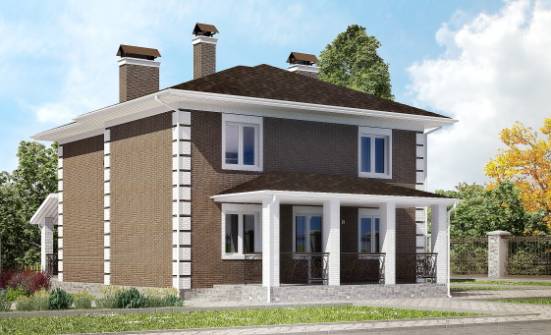 185-002-П Проект двухэтажного дома, классический загородный дом из поризованных блоков, Абакан