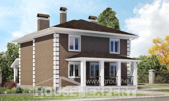 185-002-П Проект двухэтажного дома, классический коттедж из теплоблока Абакан, House Expert