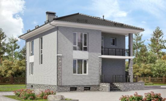 275-004-П Проект трехэтажного дома и гаражом, красивый загородный дом из кирпича, Саяногорск
