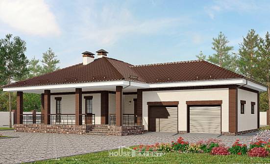 160-015-П Проект одноэтажного дома, гараж, бюджетный дом из бризолита Абакан | Проекты одноэтажных домов от House Expert