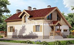 165-002-П Проект двухэтажного дома с мансардным этажом, гараж, простой коттедж из пеноблока Абакан, House Expert