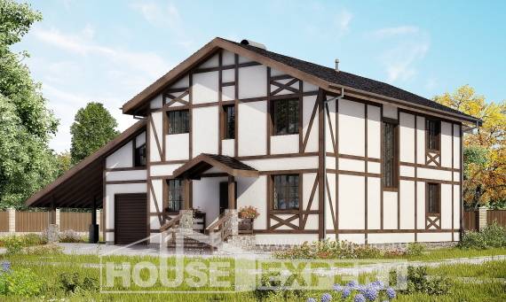 250-002-Л Проект двухэтажного дома мансардой и гаражом, классический дом из кирпича Абакан, House Expert