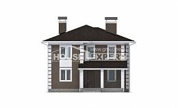 185-002-П Проект двухэтажного дома, скромный загородный дом из керамзитобетонных блоков, Абакан