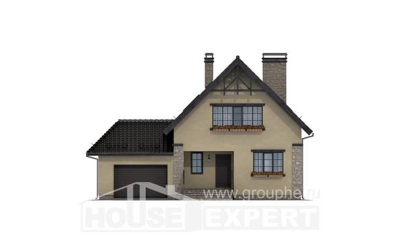 160-005-Л Проект двухэтажного дома с мансардным этажом, гараж, доступный загородный дом из пеноблока, Абакан