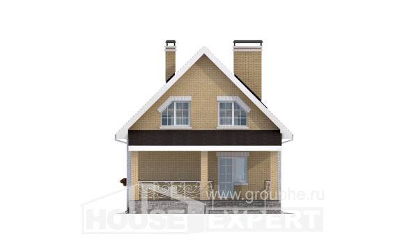 130-004-П Проект двухэтажного дома с мансардой, компактный коттедж из газосиликатных блоков Саяногорск, House Expert