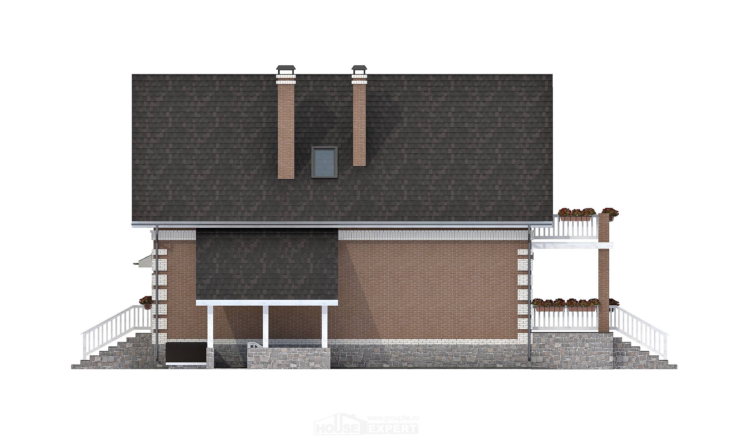 200-009-Л Проект трехэтажного дома с мансардой и гаражом, красивый домик из газосиликатных блоков, Абакан