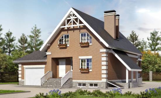 200-009-Л Проект трехэтажного дома мансардой и гаражом, средний домик из газобетона Саяногорск | Проекты домов от House Expert