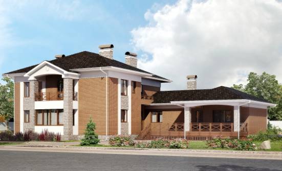 520-002-Л Проект трехэтажного дома и гаражом, уютный коттедж из бризолита Саяногорск | Проекты домов от House Expert