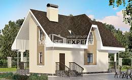 125-001-Л Проект двухэтажного дома мансардой, доступный коттедж из теплоблока Саяногорск, House Expert