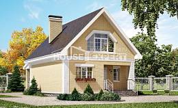 130-004-П Проект двухэтажного дома с мансардой, классический домик из поризованных блоков Абакан, House Expert