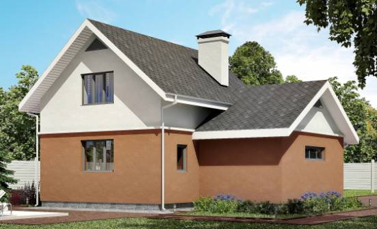 120-002-Л Проект двухэтажного дома с мансардой и гаражом, уютный домик из пеноблока Саяногорск | Проекты домов от House Expert