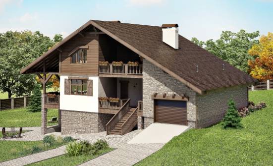 300-003-П Проект трехэтажного дома с мансардой, гараж, современный дом из кирпича, Абакан
