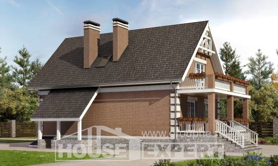 200-009-Л Проект трехэтажного дома мансардой, гараж, красивый домик из твинблока, Саяногорск