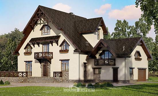 435-002-П Проект трехэтажного дома с мансардой, гараж, большой загородный дом из поризованных блоков, Саяногорск