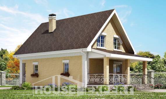 130-004-П Проект двухэтажного дома с мансардным этажом, экономичный домик из пеноблока Саяногорск, House Expert