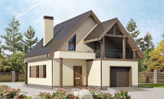 120-005-Л Проект двухэтажного дома с мансардным этажом и гаражом, простой дом из теплоблока Абакан | Проекты домов от House Expert