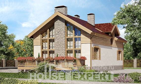 165-002-П Проект двухэтажного дома с мансардой и гаражом, доступный коттедж из твинблока Саяногорск, House Expert